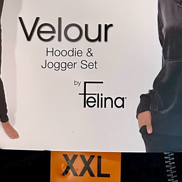 Felina Women's Luxe Velour Track Suit Size XXL Black Soft Loungewear Relax Fit - Picture 3 of 13